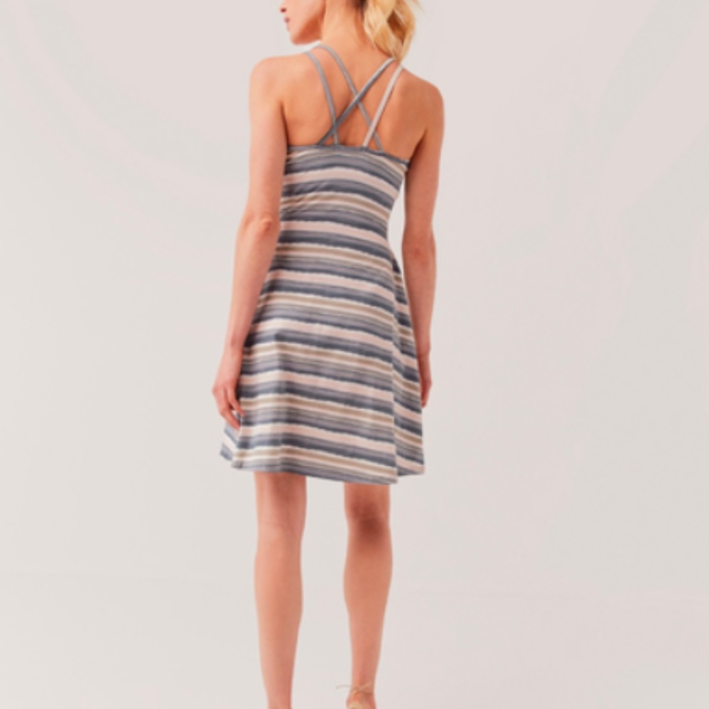 Pact Organic Swell Stripe Fit & Flare Strappy Dress.  Retail $49 Size Small - Picture 3 of 9